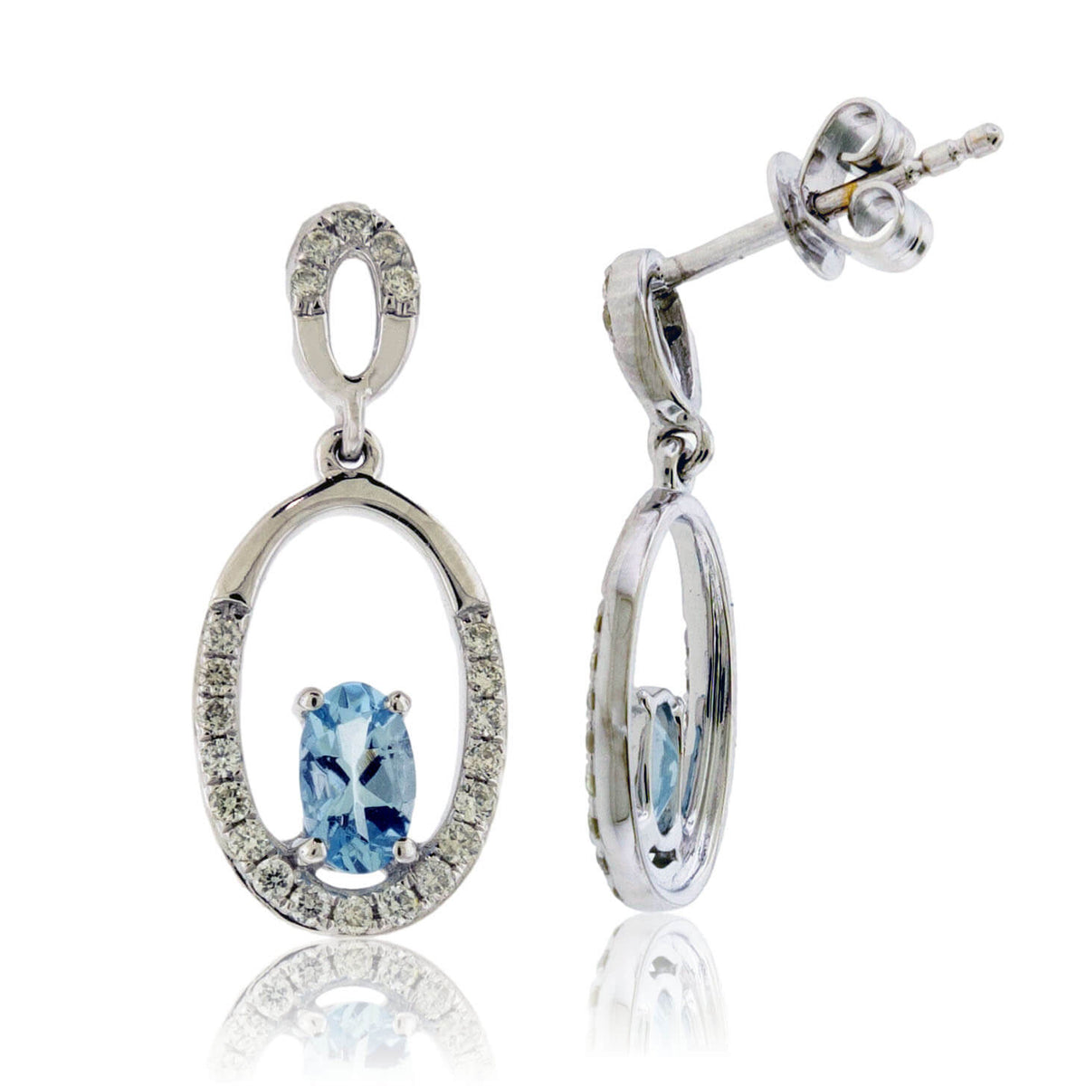 Double Oval Aquamarine Drop Earrings - Park City Jewelers