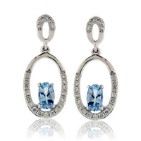 Double Oval Aquamarine Drop Earrings - Park City Jewelers