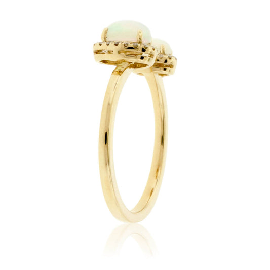 Double Oval Cabochon Opal Ring with Diamond Halos - Park City Jewelers