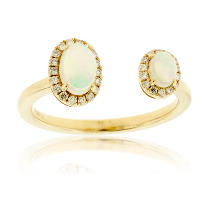 Double Oval Cabochon Opal Ring with Diamond Halos - Park City Jewelers