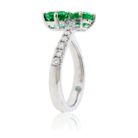 Double Oval Mint Emerald & Diamond Bypass Style Ring - Park City Jewelers