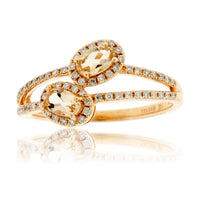 Double Oval Morganite and Diamond Halo Ring - Park City Jewelers