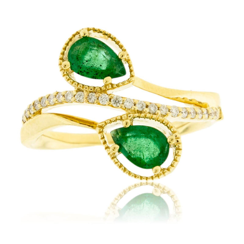 Double Pear Emerald and Diamond Band - Park City Jewelers