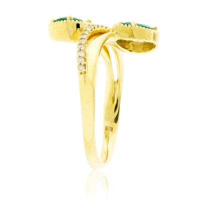 Double Pear Emerald and Diamond Band - Park City Jewelers