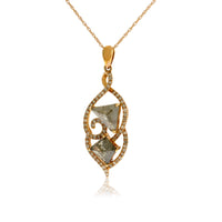 Double Rose Cut Fancy Rough Diamond Pendant with Diamond Accents - Park City Jewelers