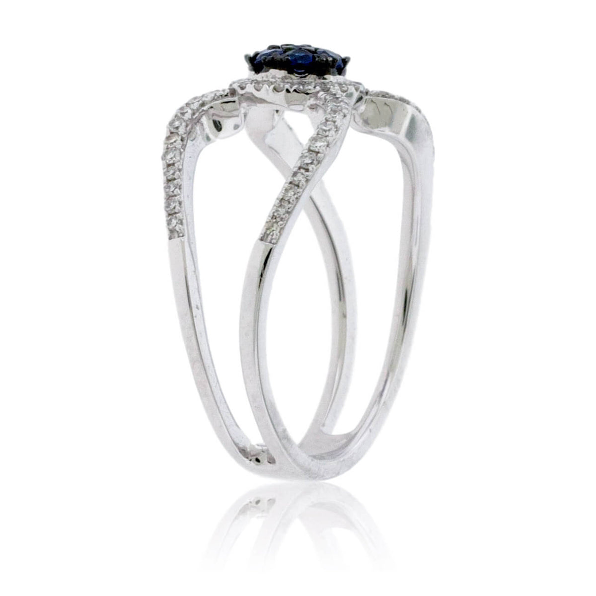 Double Shank Diamond & Sapphire Ring - Park City Jewelers