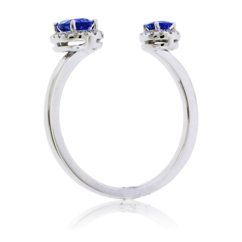 Double Tanzanite & Diamond Halo Ring - Park City Jewelers