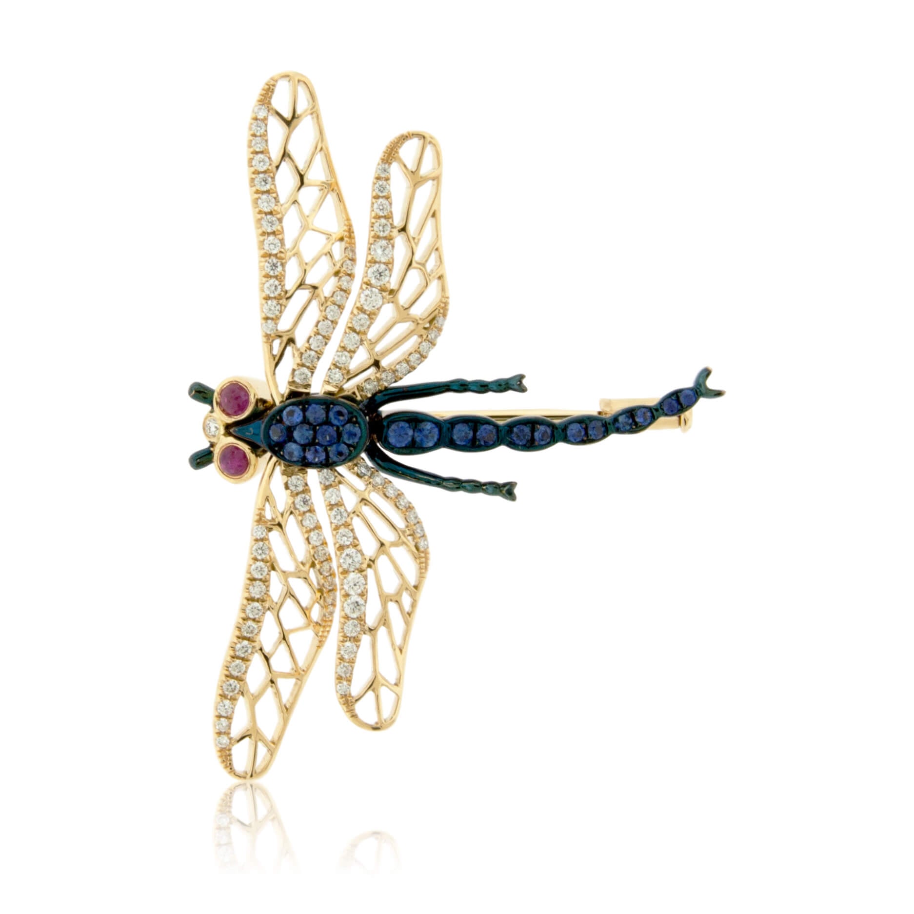Dragonfly Sapphire & Diamond Brooch / Pendant - Park City Jewelers