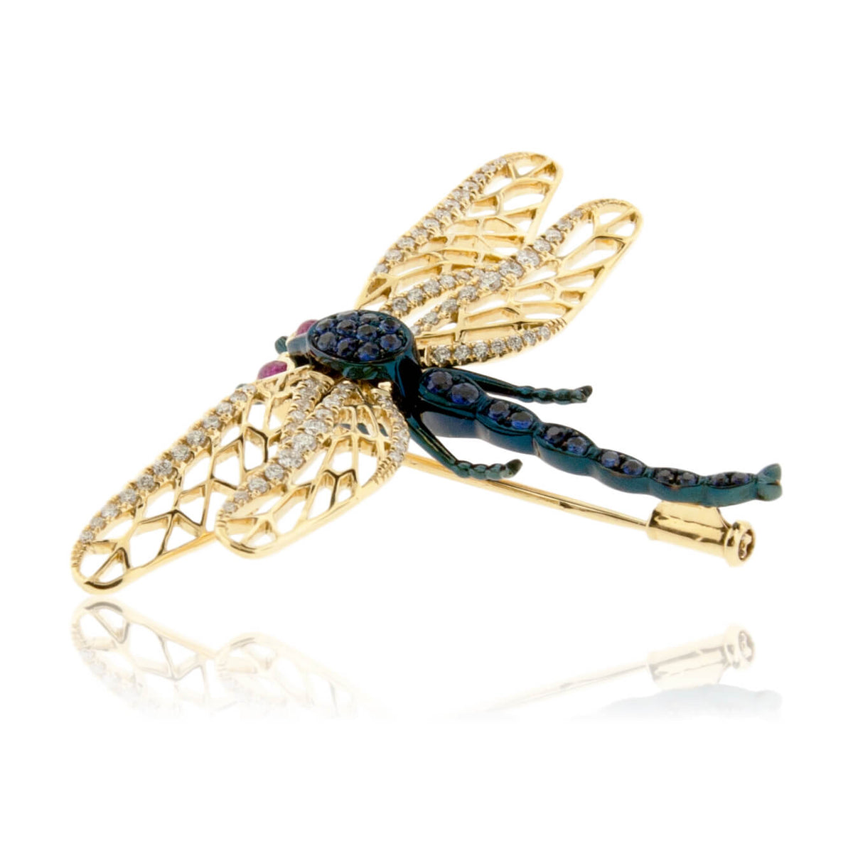 Dragonfly Sapphire & Diamond Brooch / Pendant - Park City Jewelers