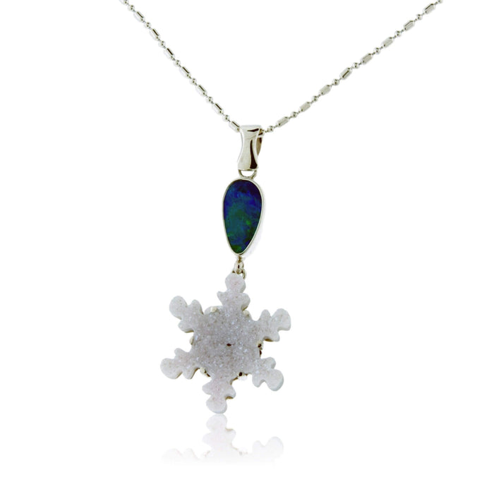 Druzy Shaped Snowflake & Opal Pendant - Park City Jewelers