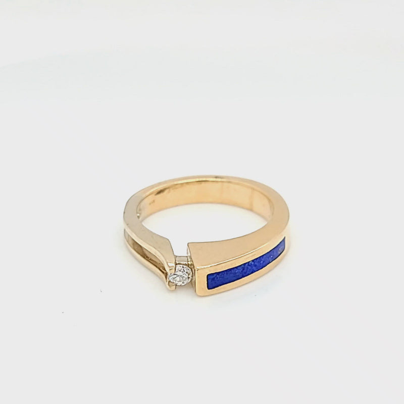 Contemporary Inlay Ring with Single Diamond