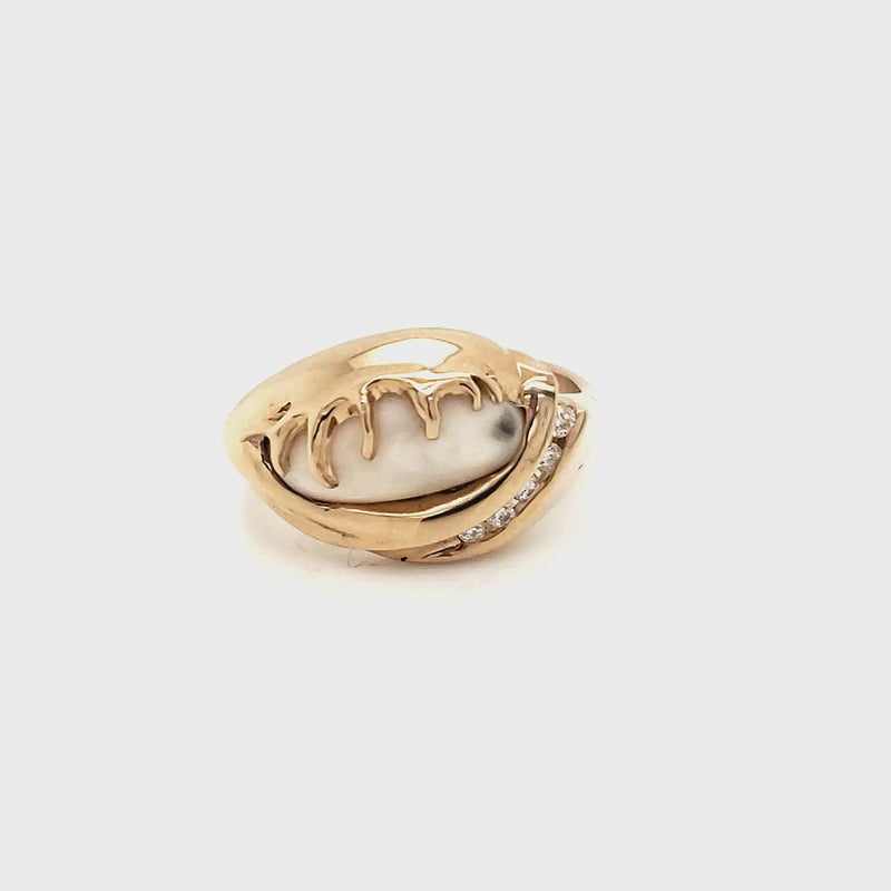 Elk Ivory Four Diamond Accented Ring