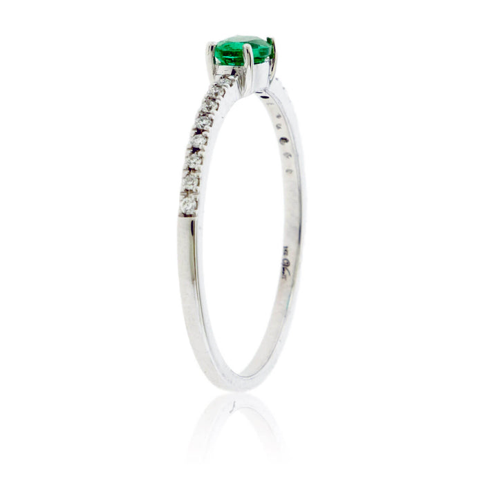 East-West Oval Emerald & Diamond Lined Ring - Park City Jewelers