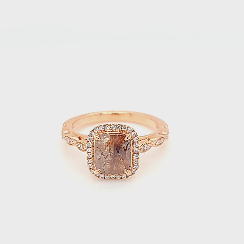 Natural Rough Diamond & Diamond Halo Style Ring