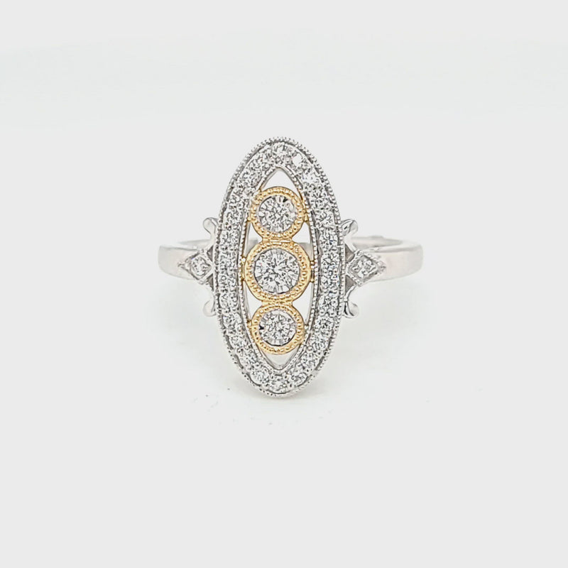 Two Toned Diamond Art Deco Style Ring