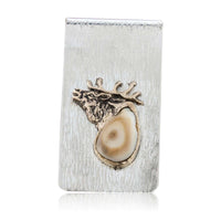 Elk Head Tooth Ivory Money Clip Hammered Finish - Park City Jewelers