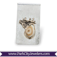 Elk Head Tooth Ivory Money Clip Hammered Finish - Park City Jewelers