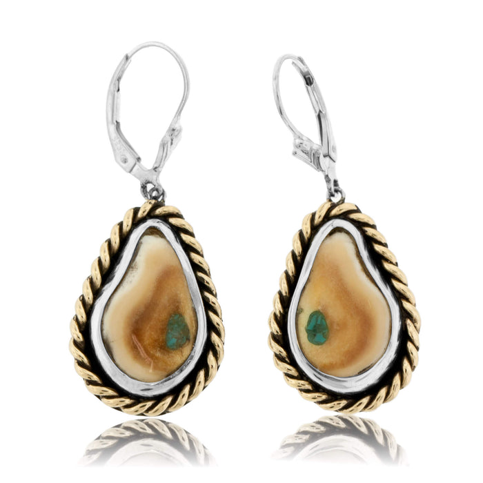 Elk Ivory Braided Earrings with Turquoise Inlay - Park City Jewelers