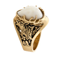 Elk Ivory Tooth Antler Head Ring - Park City Jewelers