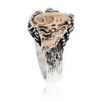 Elk Ivory Tooth Trophy Antler Ring - Park City Jewelers