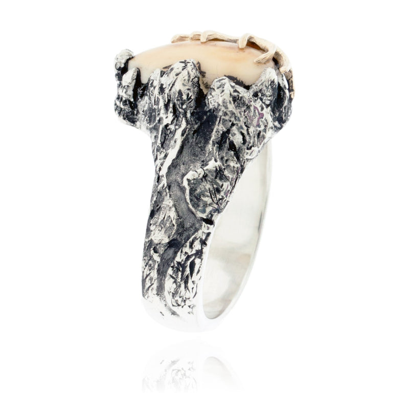 Elk Ivory Tooth Trophy Antler Ring - Park City Jewelers