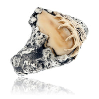 Elk Ivory Tooth Trophy Antler Ring - Park City Jewelers