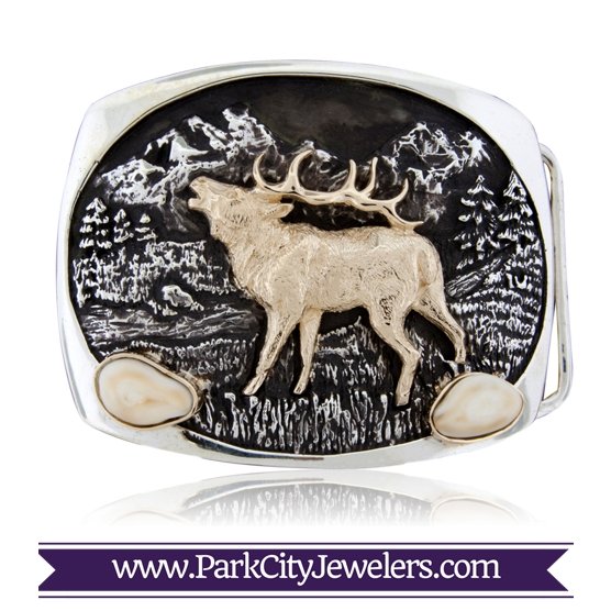 Elk Tooth Ivory Belt Buckle - Park City Jewelers