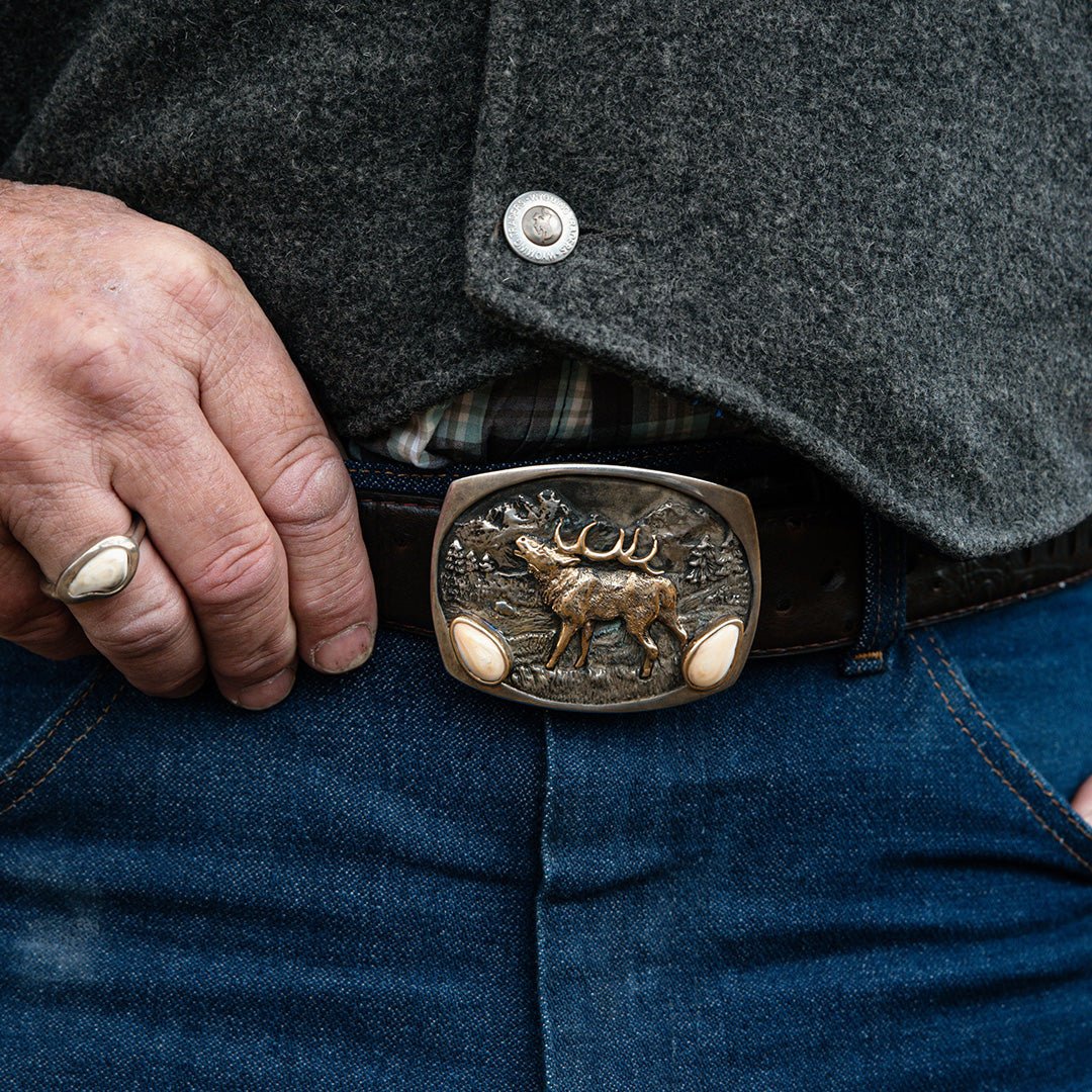 Elk Tooth Ivory Belt Buckle - Park City Jewelers