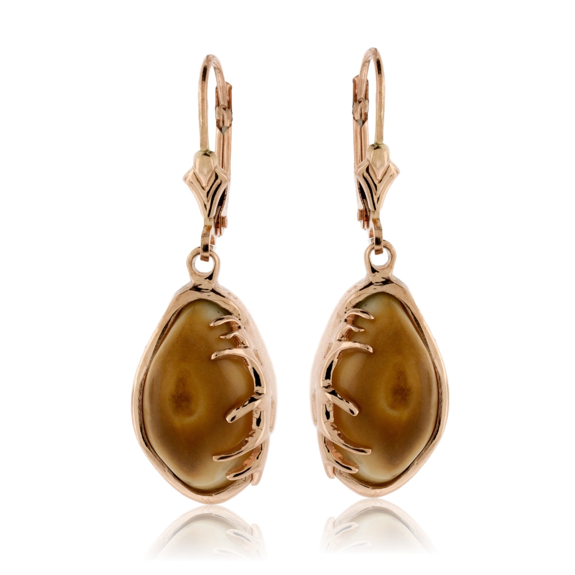 Elk Tooth Ivory Dangle Earrings with Antlers - Park City Jewelers
