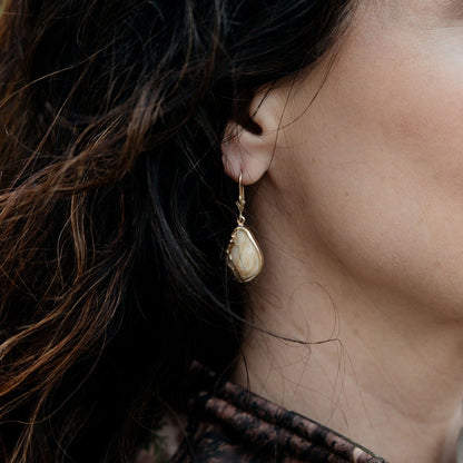 Elk Tooth Ivory Dangle Earrings with Antlers - Park City Jewelers