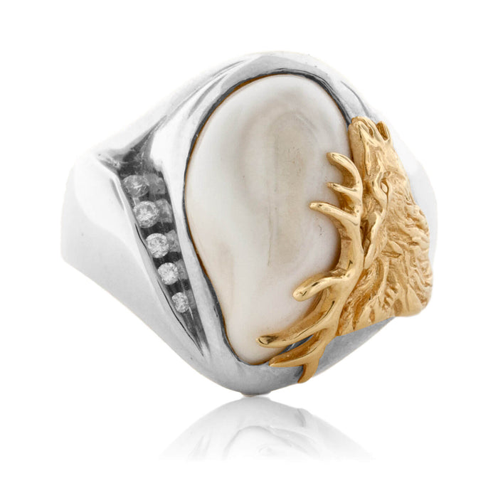 Elk Tooth Ivory Diamond Ring - Park City Jewelers