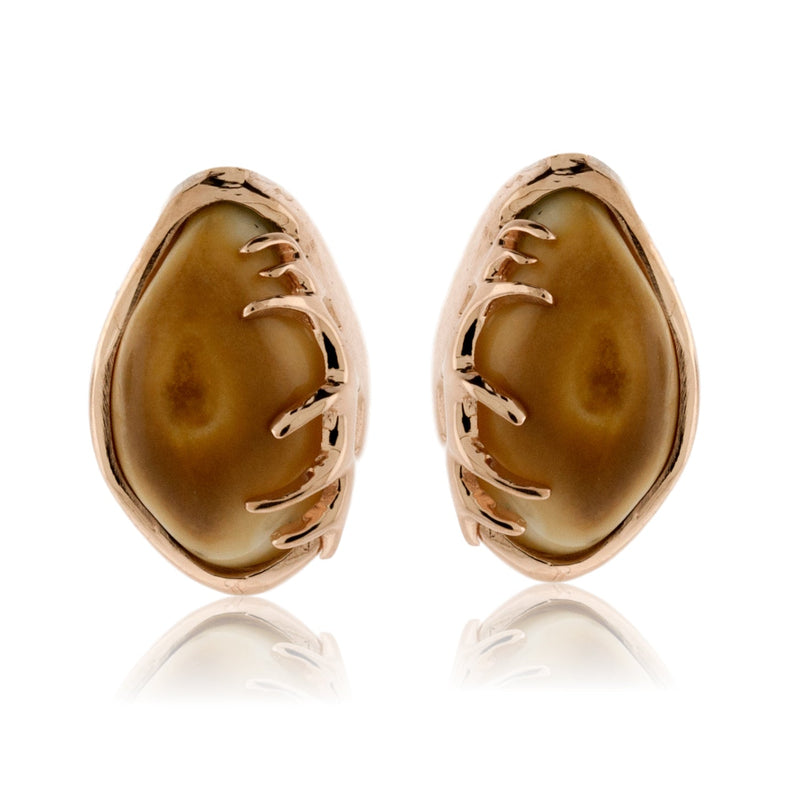 Elk Tooth Ivory Post Earrings with Antlers - Park City Jewelers