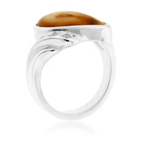 Elk Tooth Ivory Wave Freeform Ring with Moissanite Accents - Park City Jewelers