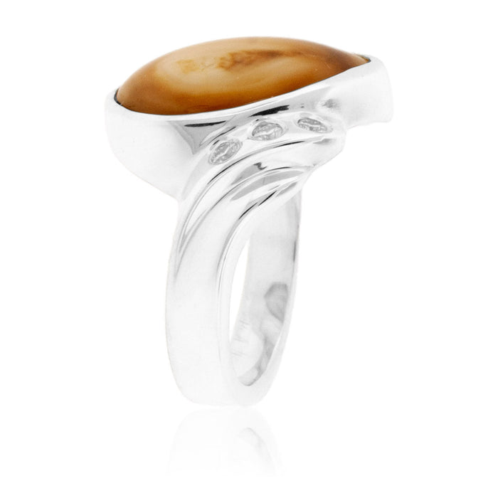 Elk Tooth Ivory Wave Freeform Ring with Moissanite Accents - Park City Jewelers