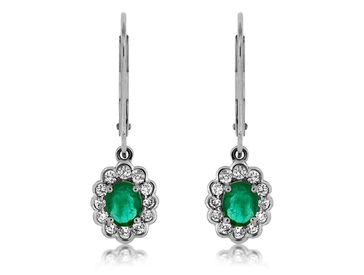 Emerald and Diamond Accented Earrings - Park City Jewelers