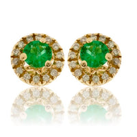 Emerald and Diamond Halo Stud Earrings - Park City Jewelers