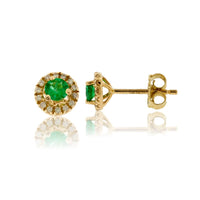 Emerald and Diamond Halo Stud Earrings - Park City Jewelers