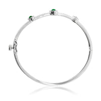 Emerald Cabochon and Diamond Halo Bangle Bracelet - Park City Jewelers