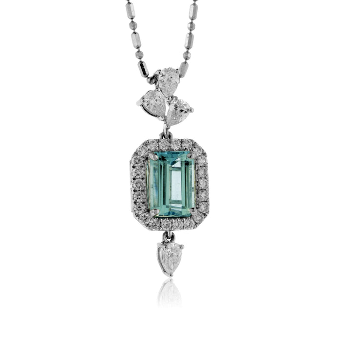 Emerald-Cut Aquamarine Diamond Accented Pendant - Park City Jewelers
