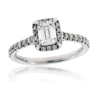 Emerald-Cut Diamond and Diamond Accented Ring - Park City Jewelers