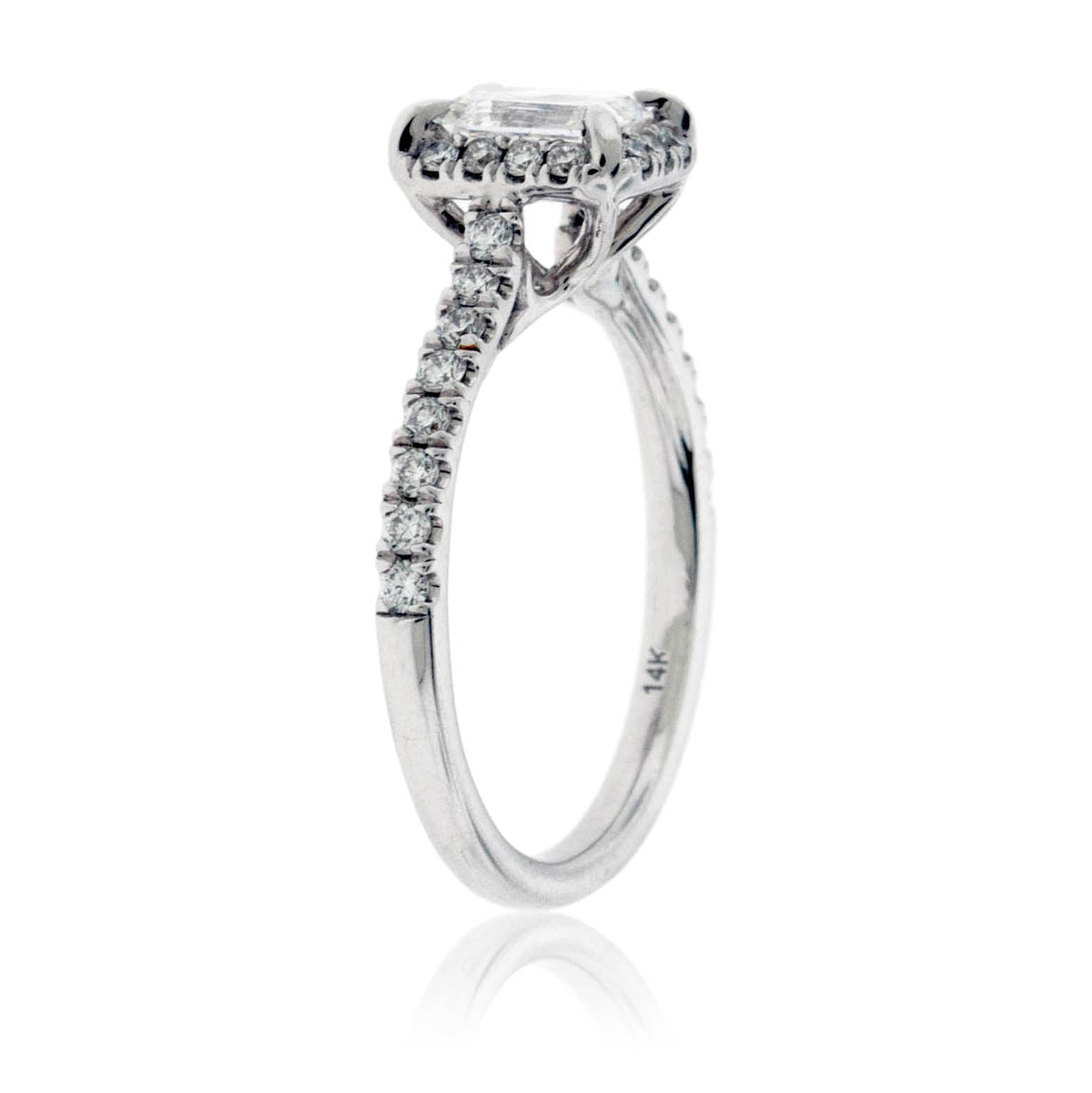 Emerald-Cut Diamond and Diamond Accented Ring - Park City Jewelers