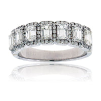 Emerald Cut Diamond & Diamond Halo Band - Park City Jewelers