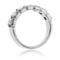 Emerald Cut Diamond & Diamond Halo Band - Park City Jewelers