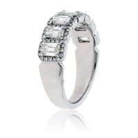 Emerald Cut Diamond & Diamond Halo Band - Park City Jewelers