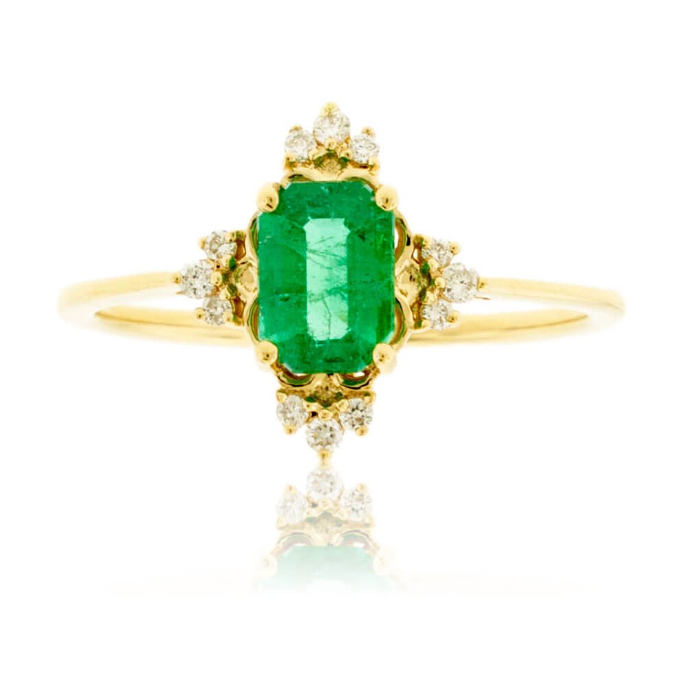 Emerald-Cut Emerald and Diamond Accented Band - Park City Jewelers