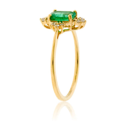 Emerald-Cut Emerald and Diamond Accented Band - Park City Jewelers