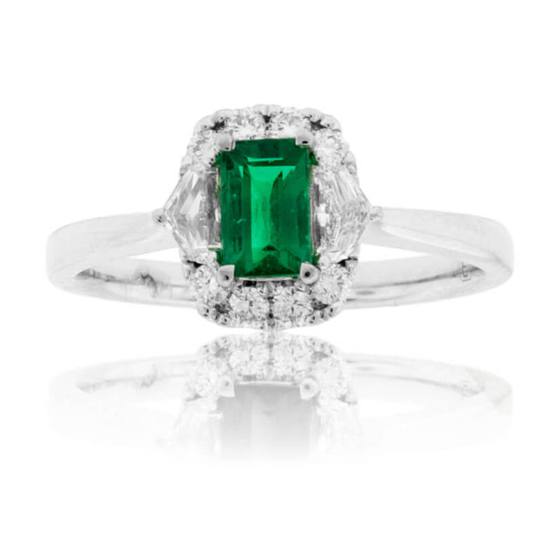 Emerald-Cut Emerald & Diamond Halo Accented Ring - Park City Jewelers