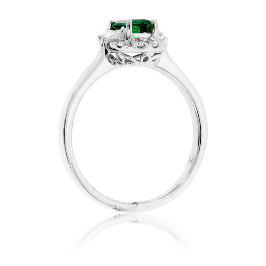 Emerald-Cut Emerald & Diamond Halo Accented Ring - Park City Jewelers