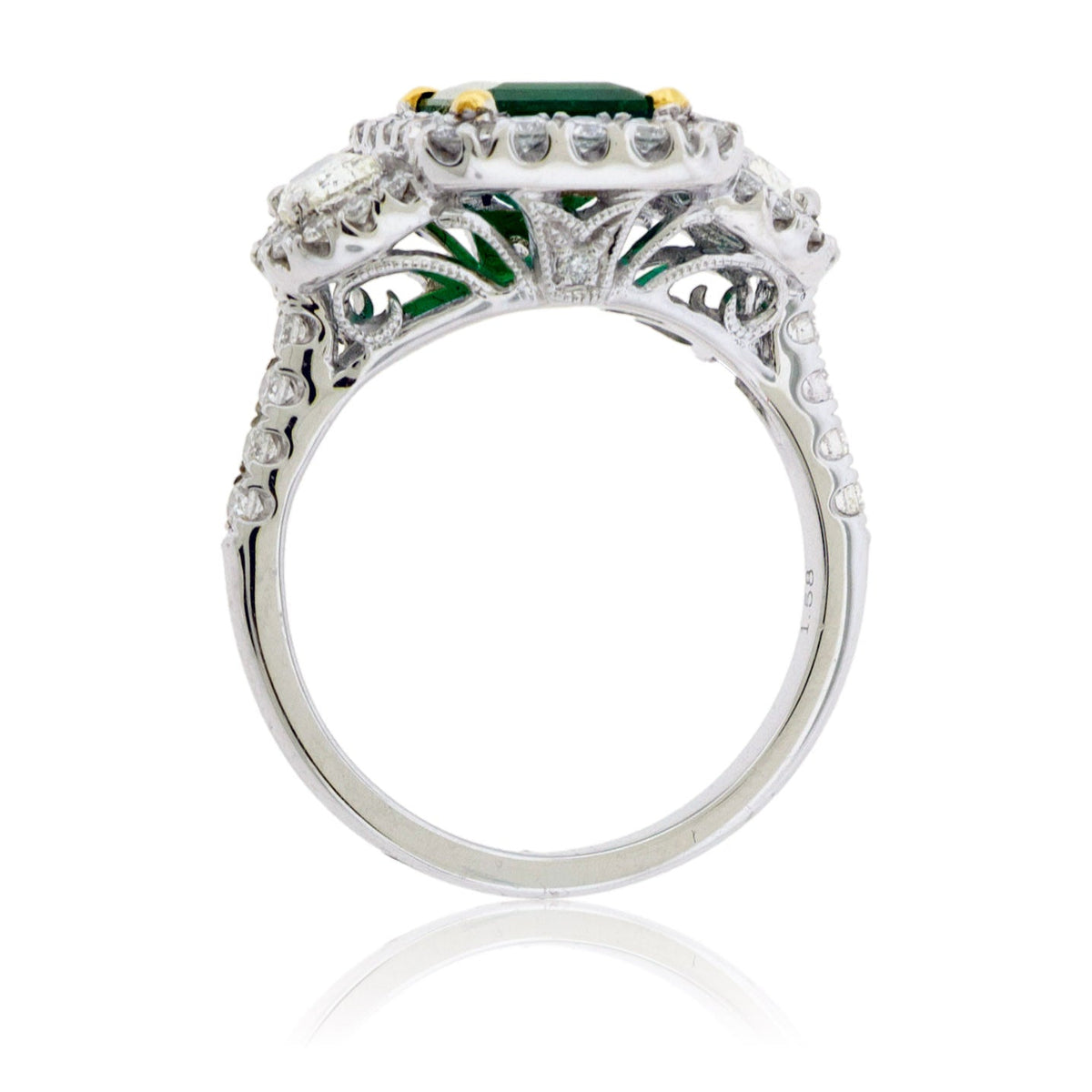 Emerald-Cut Emerald & Diamond Halo Ring - Park City Jewelers