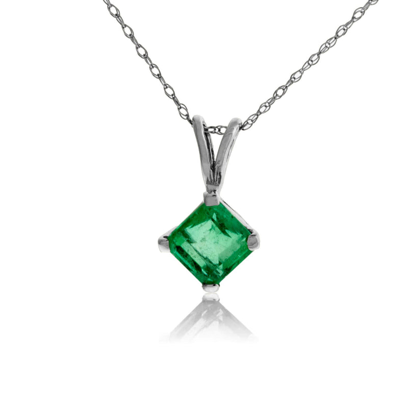 Emerald-Cut Emerald Solitaire Pendant - Park City Jewelers